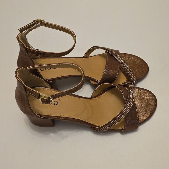 BRAND NEW DIBA LEATHER HEELS with CRISSCROSS STRAS SANDAL R3 - Picture 3 of 16